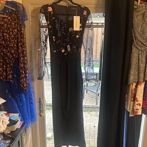 BloomChic Black Dress with Floral Embroidery